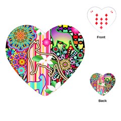 Mandalas, Cats And Flowers Fantasy Digital Patchwork Playing Cards (heart)  by BluedarkArt