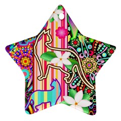 Mandalas, Cats And Flowers Fantasy Digital Patchwork Star Ornament (two Sides)