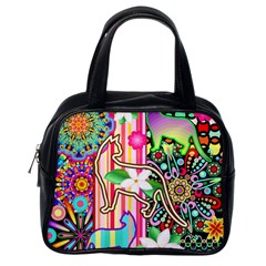 Mandalas, Cats And Flowers Fantasy Digital Patchwork Classic Handbags (one Side) by BluedarkArt