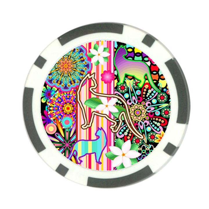 Mandalas, Cats and Flowers Fantasy Digital Patchwork Poker Chip Card Guard (10 pack)