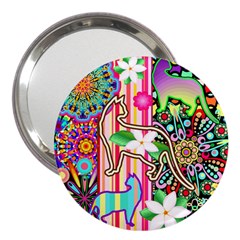 Mandalas, Cats And Flowers Fantasy Digital Patchwork 3  Handbag Mirrors