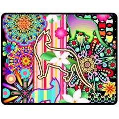 Mandalas, Cats And Flowers Fantasy Digital Patchwork Double Sided Fleece Blanket (medium) 