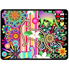 Mandalas, Cats And Flowers Fantasy Digital Patchwork Double Sided Fleece Blanket (large) 