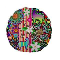 Mandalas, Cats And Flowers Fantasy Digital Patchwork Standard 15  Premium Flano Round Cushions by BluedarkArt