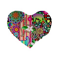 Mandalas, Cats And Flowers Fantasy Digital Patchwork Standard 16  Premium Flano Heart Shape Cushions by BluedarkArt