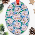 Plumeria Bouquet Exotic Summer Pattern  Ornament (Oval) Front