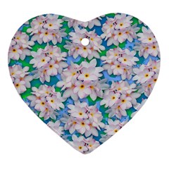 Plumeria Bouquet Exotic Summer Pattern  Ornament (heart)