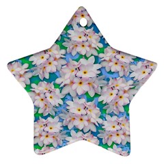 Plumeria Bouquet Exotic Summer Pattern  Ornament (star) by BluedarkArt