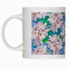 Plumeria Bouquet Exotic Summer Pattern  White Mugs by BluedarkArt