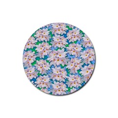 Plumeria Bouquet Exotic Summer Pattern  Rubber Coaster (round) 