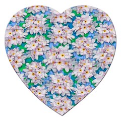 Plumeria Bouquet Exotic Summer Pattern  Jigsaw Puzzle (heart) by BluedarkArt