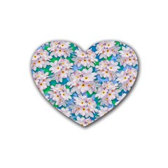 Plumeria Bouquet Exotic Summer Pattern  Heart Coaster (4 Pack)  by BluedarkArt