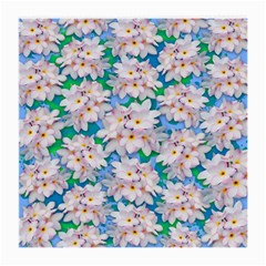 Plumeria Bouquet Exotic Summer Pattern  Medium Glasses Cloth (2-side)