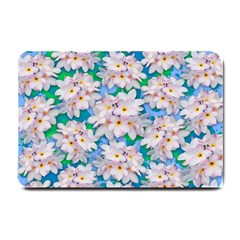 Plumeria Bouquet Exotic Summer Pattern  Small Doormat  by BluedarkArt