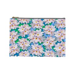 Plumeria Bouquet Exotic Summer Pattern  Cosmetic Bag (large)  by BluedarkArt