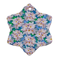 Plumeria Bouquet Exotic Summer Pattern  Snowflake Ornament (two Sides)