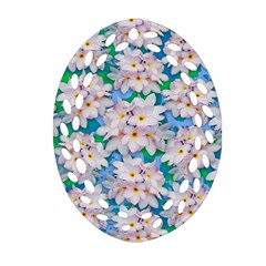 Plumeria Bouquet Exotic Summer Pattern  Oval Filigree Ornament (two Sides) by BluedarkArt