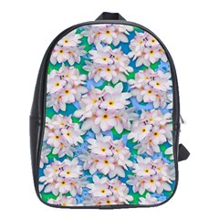 Plumeria Bouquet Exotic Summer Pattern  School Bags (xl)  by BluedarkArt