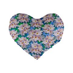 Plumeria Bouquet Exotic Summer Pattern  Standard 16  Premium Heart Shape Cushions