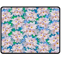 Plumeria Bouquet Exotic Summer Pattern  Double Sided Fleece Blanket (medium)  by BluedarkArt