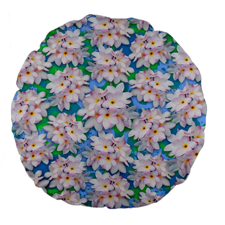 Plumeria Bouquet Exotic Summer Pattern  Large 18  Premium Flano Round Cushions