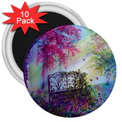 Bench In Spring Forest 3  Magnets (10 Pack) 