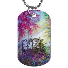 Bench In Spring Forest Dog Tag (one Side) by Amaryn4rt