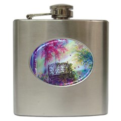 Bench In Spring Forest Hip Flask (6 Oz)