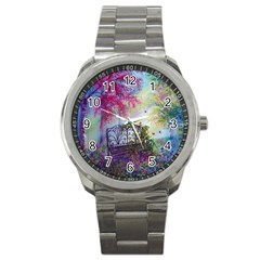 Bench In Spring Forest Sport Metal Watch