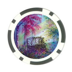 Bench In Spring Forest Poker Chip Card Guard by Amaryn4rt