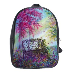 Bench In Spring Forest School Bags(large) 