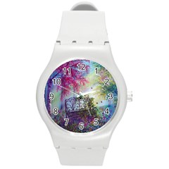 Bench In Spring Forest Round Plastic Sport Watch (m)