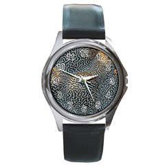 Coral Pattern Round Metal Watch by Amaryn4rt