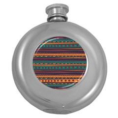 Ethnic Style Tribal Patterns Graphics Vector Round Hip Flask (5 Oz) by Amaryn4rt