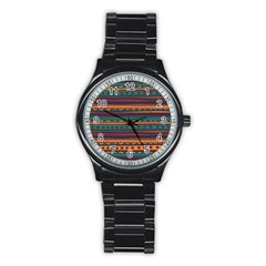 Ethnic Style Tribal Patterns Graphics Vector Stainless Steel Round Watch