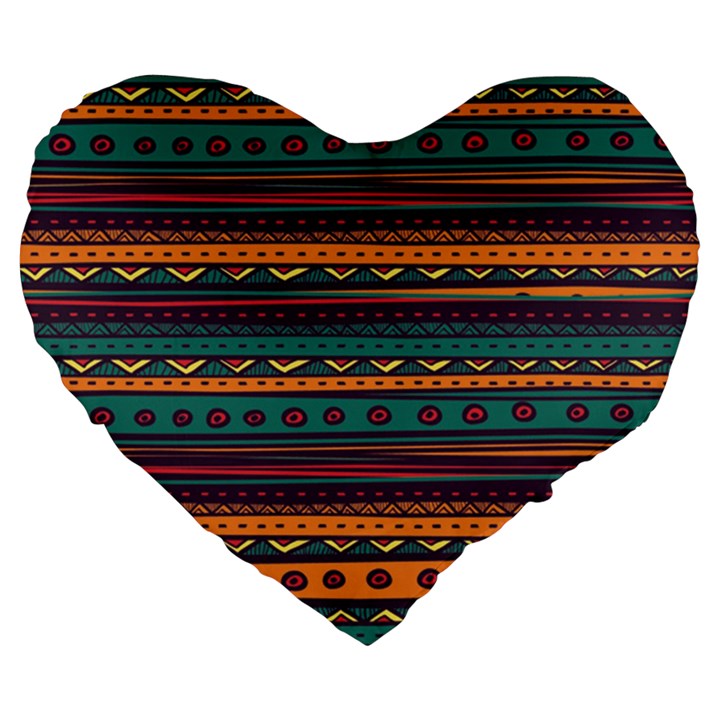 Ethnic Style Tribal Patterns Graphics Vector Large 19  Premium Flano Heart Shape Cushions