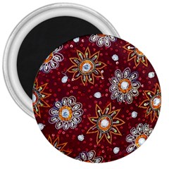 India Traditional Fabric 3  Magnets