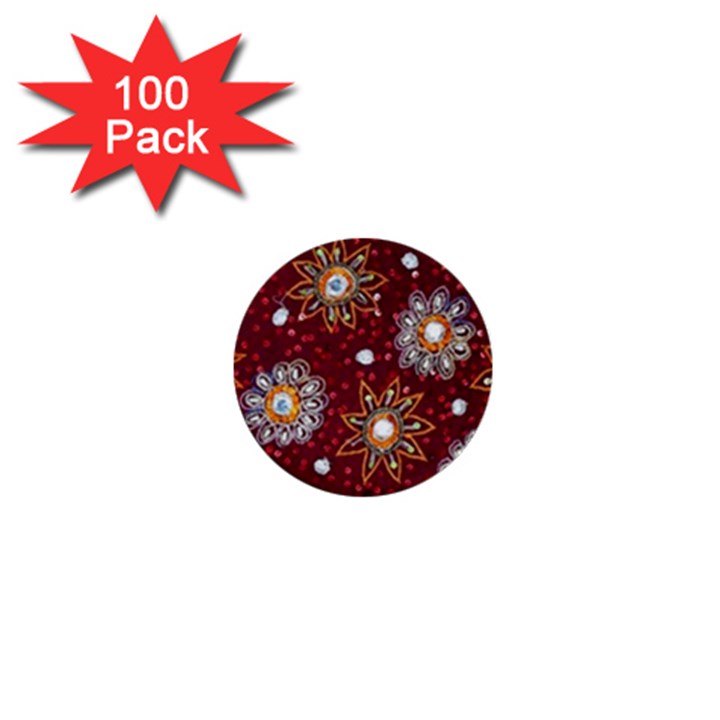 India Traditional Fabric 1  Mini Buttons (100 pack) 