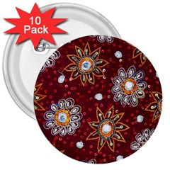 India Traditional Fabric 3  Buttons (10 Pack)  by Amaryn4rt