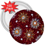 India Traditional Fabric 3  Buttons (100 pack)  Front