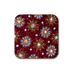 India Traditional Fabric Rubber Square Coaster (4 Pack)  by Amaryn4rt