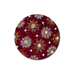 India Traditional Fabric Rubber Round Coaster (4 Pack)  by Amaryn4rt