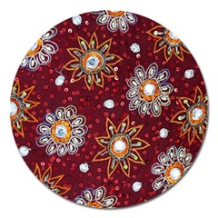 India Traditional Fabric Magnet 5  (round)