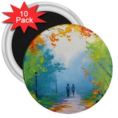 Park Nature Painting 3  Magnets (10 Pack) 