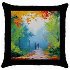 Park Nature Painting Throw Pillow Case (black)