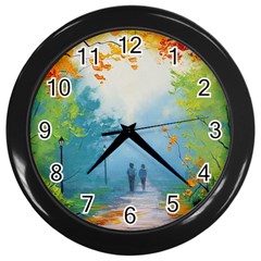 Park Nature Painting Wall Clocks (black)