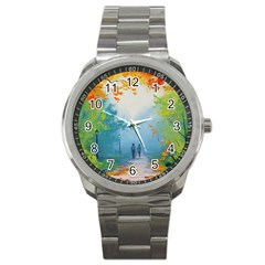 Park Nature Painting Sport Metal Watch