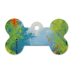 Park Nature Painting Dog Tag Bone (two Sides) by Amaryn4rt