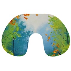 Park Nature Painting Travel Neck Pillows by Amaryn4rt