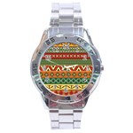 Mexican Folk Art Patterns Stainless Steel Analogue Watch Front